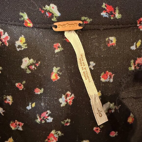 Free People Black Rare Feeling Tiered Floral Maxi Dress Size L - Picture 7 of 7